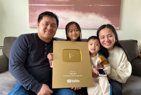 Summerside's Santiago family, Francis, left, Ember, Keegan and Kristel, originally started their YouTube channel to document memories. In the years that followed, their following swelled, and reached seven million subscribers in March. – Kristin Gardiner/SaltWire