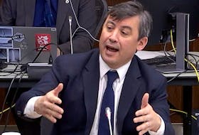 Conservative MP Michael Chong speaks at the House of Commons ethics committee meeting before it was shut down on Monday, March 4, 2024.