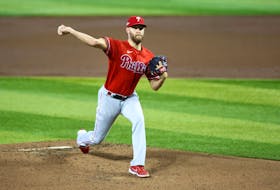 Oct 21, 2023; Phoenix, Arizona, USA; Philadelphia Phillies starting pitcher Zack Wheeler (45) throws a pitch against the Arizona Diamondbacks in the first inning during game five of the NLCS for the 2023 MLB playoffs at Chase Field. Mandatory Credit: Mark J. Rebilas-USA TODAY Sports/File Photo