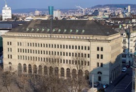 A general view shows the building of the Swiss National Bank (SNB) in Zurich, Switzerland March 7, 2022. Picture taken with a drone.