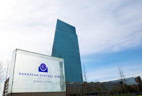 A view shows the logo of the European Central Bank (ECB) outside its headquarters in Frankfurt, Germany March 16, 2023.