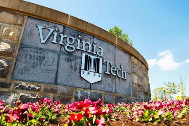 A Virginia Tech sign is seen on the campus of Virginia Tech in Blacksburg, Virginia April 16, 2012.