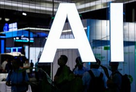 An AI (Artificial Intelligence) sign is seen at the World Artificial Intelligence Conference (WAIC) in Shanghai, China July 6, 2023.