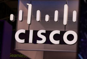 The Cisco logo is displayed, during the GSMA's 2023 Mobile World Congress (MWC) in Barcelona, Spain March 1, 2023.