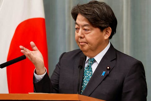 Japan's Chief Cabinet Secretary Yoshimasa Hayashi attends a press conference at Prime Minister Fumio Kishida's official residence in Tokyo, Japan December 14, 2023.