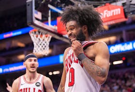 Mar 4, 2024; Sacramento, California, USA; Chicago Bulls guard Coby White (0) reacts after being fouled during the fourth quarter at Golden 1 Center. Mandatory Credit: Ed Szczepanski-USA TODAY Sports