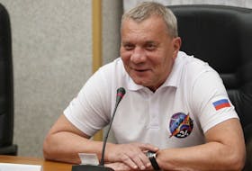 Head of the Roscosmos space corporation Yuri Borisov attends a State Committee meeting ahead of the planned launch of the Soyuz MS-24 spacecraft to the International Space Station (ISS), at the Russian leased Baikonur cosmodrome, Kazakhstan September 14, 2023. Maxim Shipenkov/Pool via