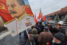 Supporters of the Russian Communist Party attend a ceremony marking the 70th anniversary of Soviet leader Josef Stalin's death in Red Square in Moscow, Russia March 5, 2023.