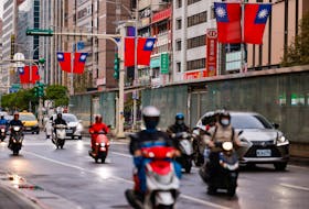 Taiwan flags can be seen in the streets in Taipei City, Taiwan  January 3, 2024.