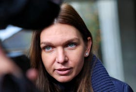 Tennis player Simona Halep of Romania speaks to the media after a hearing for a doping case against her, at the Court of Arbitration for Sport (CAS) in Lausanne, Switzerland February 9, 2024.