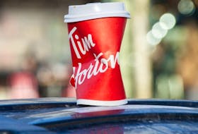 A Tim Horton’s coffee cup in Olympic Village in Vancouver, B.C., January 11, 2023.