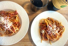 Amatriciana is a classic pasta from central Italy featuring guanciale (cured pork jowl) and crushed tomatoes.