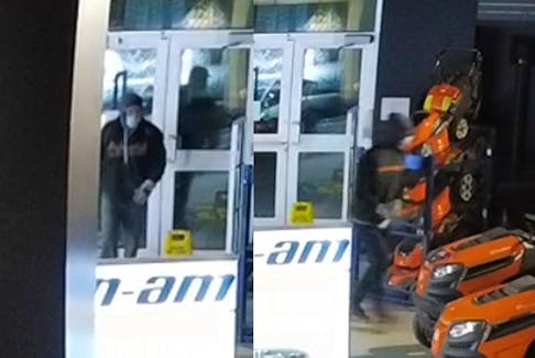 Two masked men broke into Marsh Motorsports in Grand Falls-Windsor on April 1, stealing four chainsaws worth a combined $4,800.