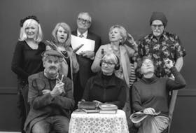 The cast of Murder by the Book is eager to take the stage later this month to help fundraise for a new library in Wolfville. - Contributed