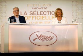 Cannes Film Festival General Delegate Thierry Fremaux and Cannes Film Festival President Iris Knobloch attend the presentation of the official selection of the 77th Cannes International Film Festival in Paris, France, April 11, 2024. 