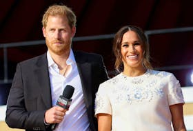 Britain's Prince Harry and Meghan Markle appear onstage at the 2021 Global Citizen Live concert at Central Park in New York, U.S., September 25, 2021.