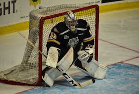 Cape Breton Eagles goaltender Nicolas Ruccia is looking forward to the challenge of playing against the Chicoutimi Saguenéens. He will face his former goaltending partner and best friend Rémi Delafontaine at the other end. JEREMY FRASER/CAPE BRETON POST