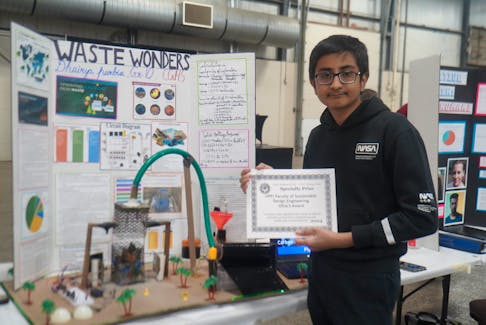 Dhairya Purbia, a Grade 10 student from Colonel Gray High School, created a project to create electricity by burning waste as his entry for the 2024 P.E.I. Science Fair. He said he has noticed how waste affects the climate and his projects aim to turn the waste into something beneficial.  Vivian Ulinwa • The Guardian