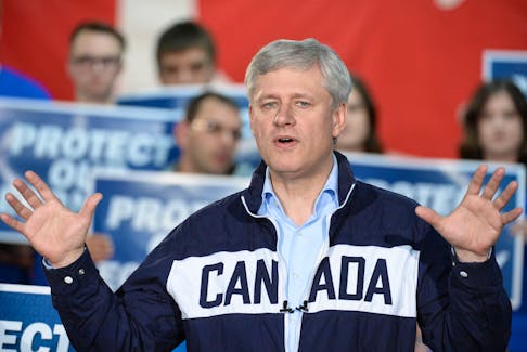 Prime Minister Stephen Harper speaks during a campaign stop in Bay Roberts Saturday.

Keith Gosse/The Telegram