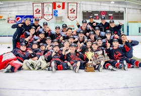 The St. John’s Junior Capitals are 2024 Taylor Cup champions after knocking off the defending champion CBN Junior Stars 4-1 in their best-of-seven championship series. The Caps clinched the trophy with a 3-2 win in Game 5 of the series on Apr. 13 at the Twin Rinks in St. John’s. The team will now represent the province at the upcoming Don Johnson Memorial Cup being held in Mount Pearl. Photo courtesy Jeff Parsons