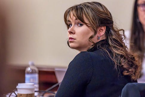 Hannah Gutierrez-Reed, the former armorer at the movie Rust, listens to closing arguments in her trial at First District Court in Santa Fe, N.M on Wednesday, Mar. 6, 2024. Luis Sánchez Saturno/The New Mexican/Pool via REUTERS