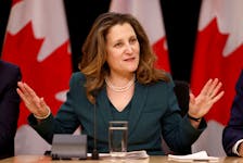 Canada's Deputy Prime Minister and Minister of Finance Chrystia Freeland takes part in a press conference in Ottawa, Ontario, Canada January 29, 2024. 