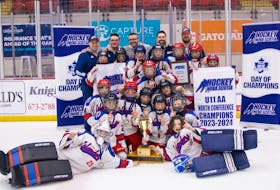 The Cape Breton County Islanders claimed the under-11 ‘AA’ provincial championship on Saturday, defeating the Western Valley Spartans 4-2 in the championship game at Hockey Nova Scotia’s Day of Champions at the Rath Eastlink Community Centre in Truro. The victory capped off an undefeated season for the Islanders which saw the team post a 50-0-1 record. Members of the team, not in order, are Adrean MacLeod, Reid Kennedy, Emerson Perry, Evan Howley, Spencer Long, Evander Googoo-Levi, Bennett Morrow, Carter MacAulay, Hunter Orkish, Callen MacKenzie, Nolan Leblanc, Nathan MacKinnon, Jacob Williams, Trace Tanner, Rochlan Reginato, Lauchie MacNeil and Max Gouthro. Coaching staff include Donald Kennedy (head coach), Scott Gouthro (assistant coach and goaltender coach), Colin Hooper (assistant coach), Jacob Orkish (assistant coach), Keigan Nicholson (assistant coach) and Monique Leblanc (manager). CONTRIBUTED