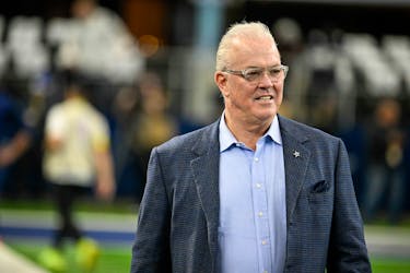 Dec 24, 2022; Arlington, Texas, USA; Dallas Cowboys CEO Stephen Jones before the game between the Dallas Cowboys and the Philadelphia Eagles at AT&T Stadium. Mandatory Credit: Jerome Miron-USA TODAY Sports/File Photo