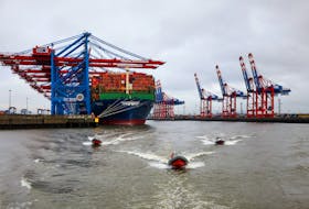 File photo: A general view of the Port of Hamburg as members of the German and French governments attend a boat tour, in Hamburg, Germany, October 9, 2023.