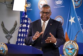 U.S. Defense Secretary Lloyd Austin speaks during a joint press conference with Chairman of the Joint Chiefs of Staff Gen. Mark Milley (not pictured), following an online meeting of the Ukraine Defense Contact Group, at the Pentagon in Washington, U.S., May 25, 2023. 