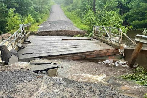 The bridge that connects the residents of Canyon Point Resort to the rest of West Hants was destroyed during the July 2023 flooding.