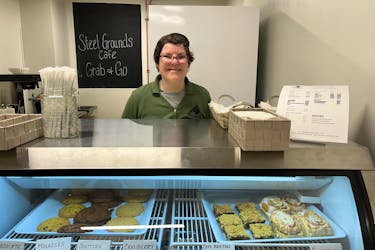 Tara Black of Sydney is among the employees working at the new Steel Grounds Café location on the Sydney harbourfront. BARB SWEET/CAPE BRETON POST