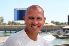 Surfer Kelly Slater at World Surf League Surf Ranch in Lemoore, California on May 4, 2018.