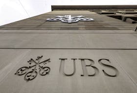 A logo of Swiss bank UBS is seen in Zurich, Switzerland March 29, 2023.