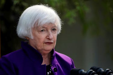 U.S. Treasury Secretary Janet Yellen attends a press conference in Beijing, China April 8, 2024.