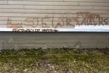 Woodstock Police Force is investigating after Harvest House was vandalized with racial slurs over the April 12 weekend. - Woodstock Police Force Facebook