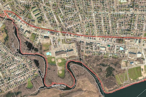 Study area of the Main Street Urban Design Plan. This multi-year infrastructure renewal project is part of the city's construction plan for 2024, connecting northside residents and the business district. - City of Fredericton website