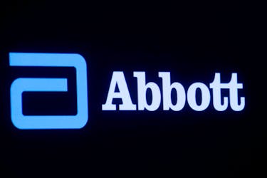Abbott Laboratories logo is displayed on a screen at the New York Stock Exchange (NYSE) in New York City, U.S., October 18, 2021. 