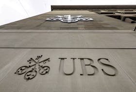 A logo of Swiss bank UBS is seen in Zurich, Switzerland March 29, 2023.