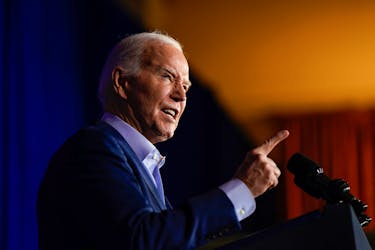 U.S. President Joe Biden speaks at a campaign event at the Scranton Cultural Center in Scranton, Pennsylvania, U.S., April 16, 2024.
