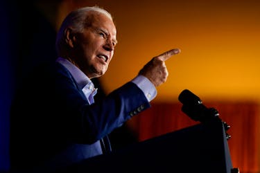 U.S. President Joe Biden speaks at a campaign event at the Scranton Cultural Center in Scranton, Pennsylvania, U.S., April 16, 2024.