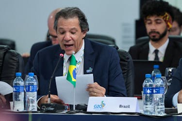 Brazil's Minister of Finance Fernando Haddad speaks during the G20 Finance Ministers and Central Banks Governors' meeting, in Sao Paulo, Brazil, February 29, 2024.