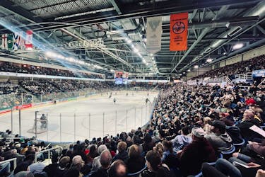The Cape Breton Eagles had back-to-back sellout crowds of 4,922 fans for Games 1 and 2 of their best-of-seven Quebec Maritimes Junior Hockey League playoff series with the Chicoutimi Saguenéens last weekend. It was the club’s largest crowds in franchise history. CONTRIBUTED/BRETT SANTACONA, CAPE BRETON EAGLES