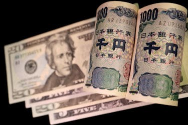 Banknotes of Japanese yen and U.S. dollar are seen in this illustration picture taken September 23, 2022.