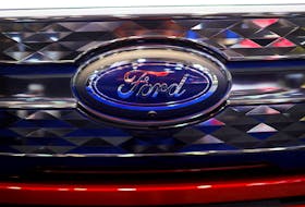 A Ford logo is pictured at the Canadian International Auto Show in Toronto, Ontario, Canada February 15, 2024.
