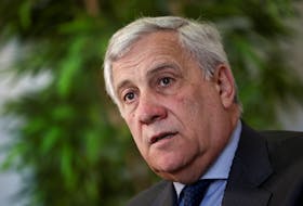 Italian Foreign Minister Antonio Tajani looks on during an interview with Reuters in Rome, Italy, April 15, 2024.
