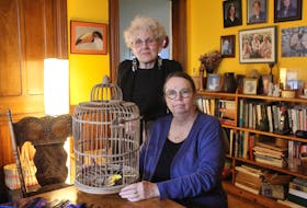Jeanne Sarson, left, and Linda MacDonald are the co-founders of Persons Against Non-State Torture. They explain torture as a bird strapped to a cage by an invisible length of string. While torture victims may be able to fly out of their cage momentarily, they are limited in how far they can go, and they ultimately must return to the cage. Brendyn Creamer