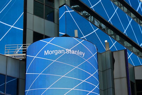 The corporate logo of financial firm Morgan Stanley is pictured on the company's world headquarters in New York, U.S. April 17, 2017.