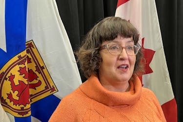 Lisa Lachance, the NDP representative for Halifax Citacel-Sable Island, comments on the provincial government's Future of Nova Scotia's Coastline plan at One Government Place in Halifax on Monday, Feb. 26, 2024. - Francis Campbell