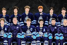 The P.E.I.-champion Eastern Express is hosting the Atlantic under-15 AAA male hockey championship in Montague, April 18-21. Members of the Express are, front row, from left, Jase MacPherson, Jake Kelly, Connor Morrison, Jeremy Pierce (head coach), Ryan Doyle, Connor Arsenault, Will Proud (assistant coach), Jamie Gallant (assistant coach), Max MacKenzie and Mason MacAusland. Back row, from left, are Mason English, Colin MacCormac, Brett Pierce, Jaxon Bowring, Nathan Rundle, Hugh MacDonald, Carsen Pierce, Cayde Hunter, Rylan Squires, Campbell Dunne, Blake Hartman and Sean Dwyer. Contributed